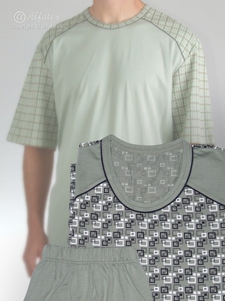 Pánske pyžamo Oskar v zelenej farbe, uni nohavice